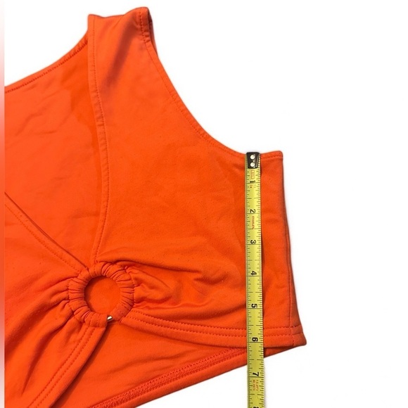 Women’s Orange Ring Gathered Crop Top V-Neck Sleeveless Small - Picture 8 of 9